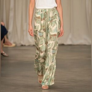 giusy silk blend Abstract Patterned Wide-Leg Pants palazzo